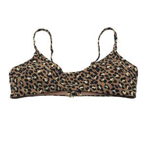Aerie Leopard Print Scoop Bikini Top Adjustable Straps  Brown Black M